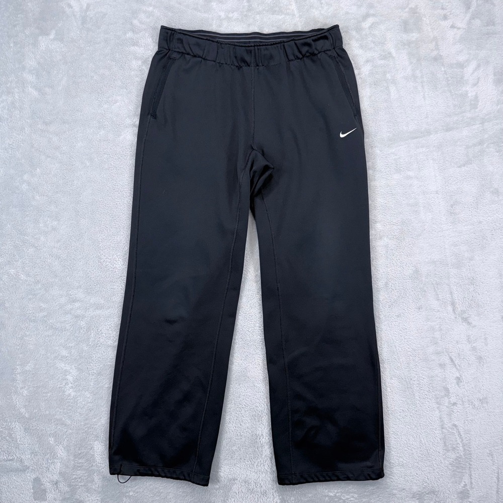 Nike Therma-FIT Pants Mens Medium Black Fleece Lined Cinch Hem Training Joggers